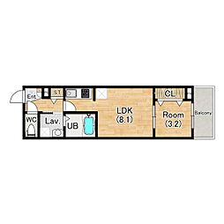 ココングランジュール西宮室川町 303 3階1LDKの間取り