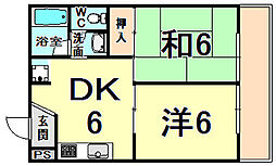 ハイツモーニンググローリー 2DKの間取図画像