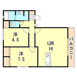 ブルーメ白水1 2LDKの間取図画像