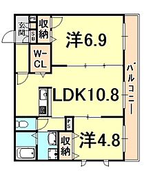 シャーメゾン大森町 2LDKの間取図画像