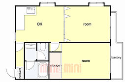 サンパレス21夙川東 2DKの間取図画像