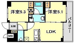 エステムプラザ神戸西4インフィニティ 2DKの間取図画像