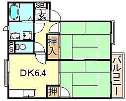フレグランス明石西 2DKの間取図画像