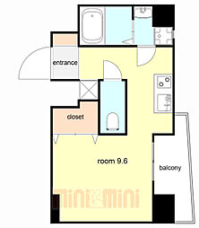 WillDo三宮イースト ワンルームの間取図画像
