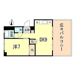 第二松原ビル 1DKの間取図画像