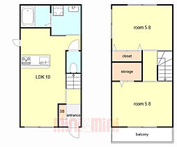 ラ・ポーズ 六甲 A棟 2LDKの間取図画像