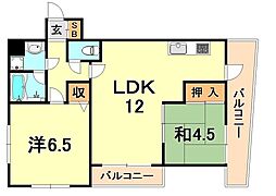 アベニュー夢野 2LDKの間取図画像