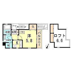 グランメール腕塚町8丁目 1Kの間取図画像