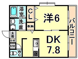 エレンカイム 1DKの間取図画像