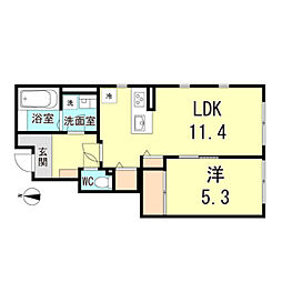 フェリス西岡本 1LDKの間取図画像