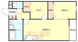 大阪市淀川区加島1丁目アパート 1SLDKの間取図画像