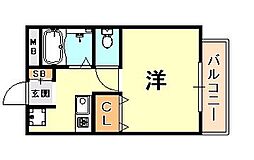 シャルマン住吉 ワンルームの間取図画像