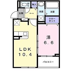 サンロイヤルI 1LDKの間取図画像