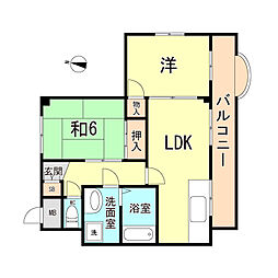 ベルエアー弓ノ木 2LDKの間取図画像