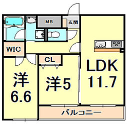 大屋館 2LDKの間取図画像
