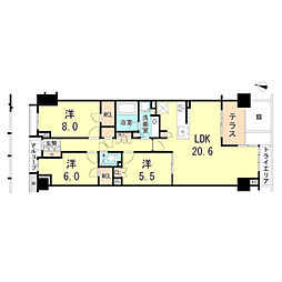 プラウド六甲篠原北町 3SLDKの間取図画像