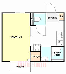 ビラ篠原南 1Kの間取図画像