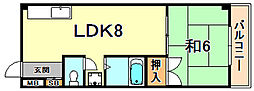 ラガール深江 1LDKの間取図画像