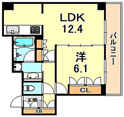 ワコーレ神戸灘タワー 1LDKの間取図画像