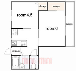 六甲アビタシオン 2DKの間取図画像