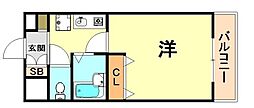 アルシュ住吉 1Kの間取図画像