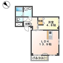 神戸市灘区下河原通4丁目新築マンション 1LDKの間取図画像