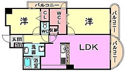 エルム御影 2LDKの間取図画像