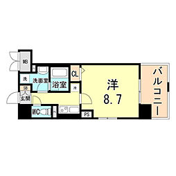 シェリール六甲道 1Kの間取図画像
