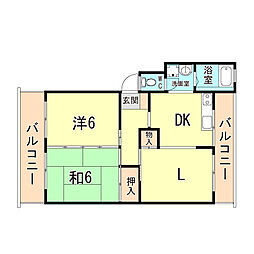芦屋東山プリンス 2LDKの間取図画像