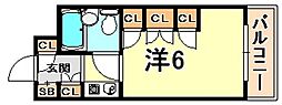 プラス六甲 1Kの間取図画像