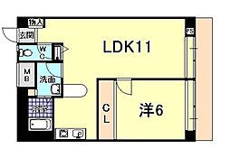 イーストコート2番街 1LDKの間取図画像