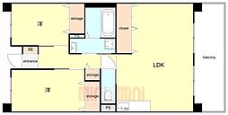 県営南芦屋浜高層住宅6号棟 2LDKの間取図画像