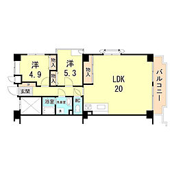 芦屋ニューコーポ 2LDKの間取図画像