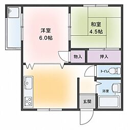 六甲アビタシオン 2DKの間取図画像