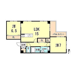Kパラッツォ 2LDKの間取図画像