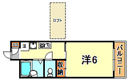 メインリバー住吉川 1Kの間取図画像