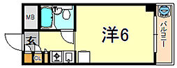 キューブ芦屋 ワンルームの間取図画像