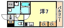 ベルヴィ六甲 ワンルームの間取図画像