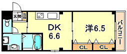 アルユータ六甲道 1DKの間取図画像