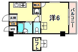 エステムコート東灘 1Kの間取図画像