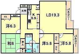 グランフォルム芦屋川 4LDKの間取図画像