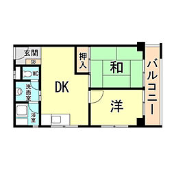 森山ハイツ 2DKの間取図画像