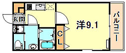 Viento南魚崎 1Kの間取図画像