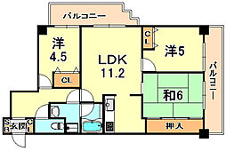 パーク・ノヴァ六甲道 3LDKの間取図画像