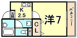 メゾン灘北 1Kの間取図画像
