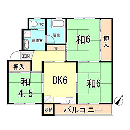 鶴甲コーポ14号館 3DKの間取図画像