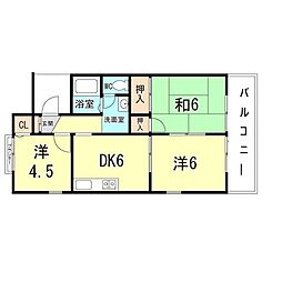 セジュール魚崎 3DKの間取図画像