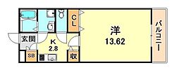 ビューテラス岡本 1Kの間取図画像