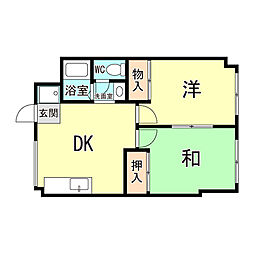 ビューライフ六甲 2DKの間取図画像