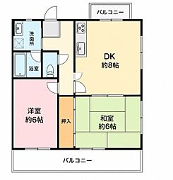東灘プレイス 2DKの間取図画像
